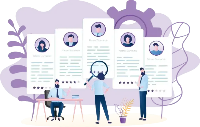vector of people discussing their CV