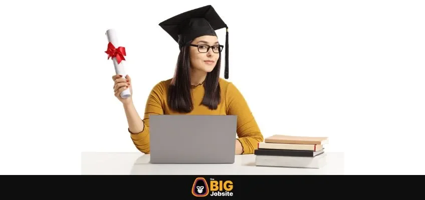 student at desk who has graduated