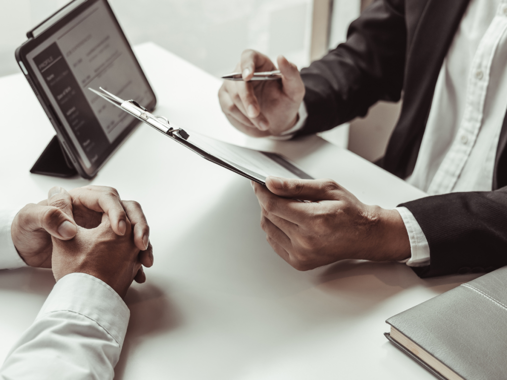 people in an interview